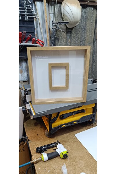 Home Emass Kuru Gül, Gelin Çiçeği, Anı Çerçevesi Safir Meşe Pleksi Camlı 40x40