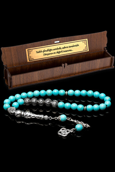 OTTOTESBİH Sertifikalı Firuze / Turkuaz Başarı Ve Inanç Taşı Tesbih, İsimli Tespih