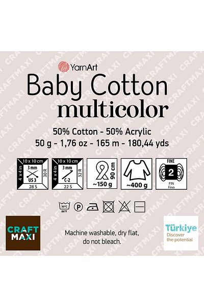 Yarnart Baby Cotton Multicolor - Μαρμάρινο Χειροποίητο Πλεκτό Σχοινί Ebruli-5203