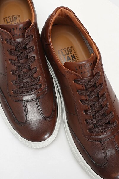 Lufian Hakiki Deri Bağcıklı Comfort Taban Sneaker Ayakkabı Taba