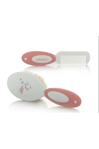 Bebedor Pink Natural Bristle Brush and Comb Set - Code:573