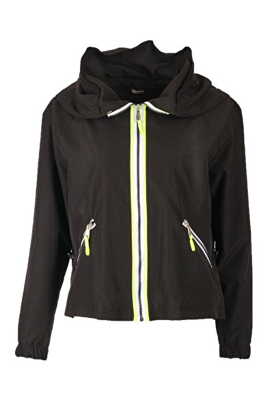 Ysatis Μαύρο μακρυμάνικο γυναικείο μπουφάν με γιακά - Λεπτομέρεια με φερμουάρ 24241000120