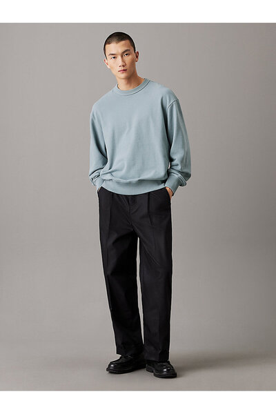 Calvin Klein Erkek Koyu Gri Kapüşonsuz Sweatshirt