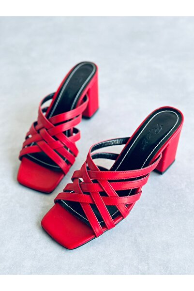 Mida Shoes Y926 Kırmızı Deri Topuklu Ayakkabı