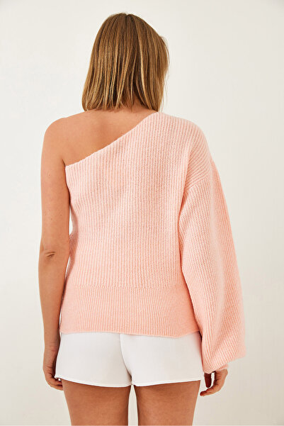 Bianco Lucci Women's Pearl Embroidered Single Sleeve Detailed Knitwear Sweater 241216 60261214