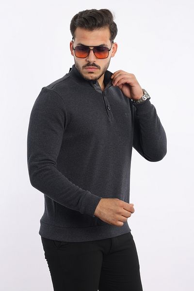 rugatchi Nefti Color Thessaloniki Woven Plain Coat Collar Sweatshirt