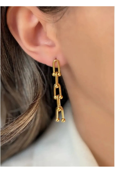 RM Bijuteri أقراط تيفاني ذهبية 3 سم