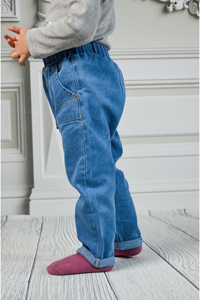 Ede Tekstil Girl's and Boy's Waist Elastic Double Leg Jeans Pants