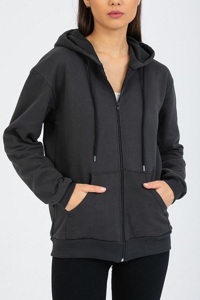 Deafox Smoked Zippered Hooded Cardigan