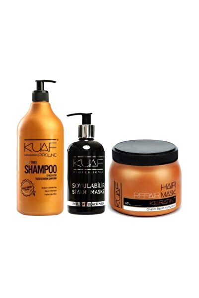 Kuaf Tuz Içermeyen Bakım Şampuanı 1000 ml Keratin Maskesi 500 ml Siyah Nokta Giderici Maske 250