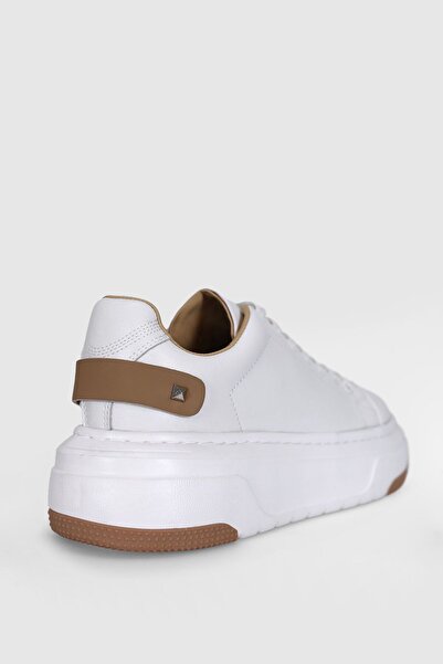 Lufian Hakiki Deri Bağcıklı  Kadın Sneaker Günlük Ayakkabı Beyaz