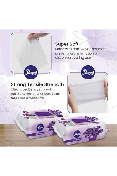 Sleepy Fresh Wipes Lavender Scent, 720 Sheets, Alcohol-Free, Gentle on Skin, Refreshing Clean