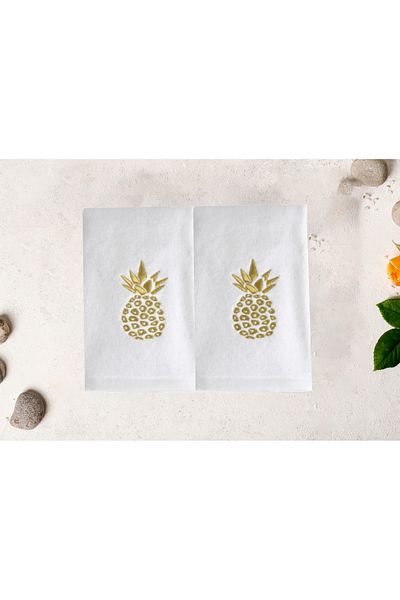 Lucy and Home Pineapple Curl White Σετ Πετσέτες Κουζίνας 2 40x65 cm