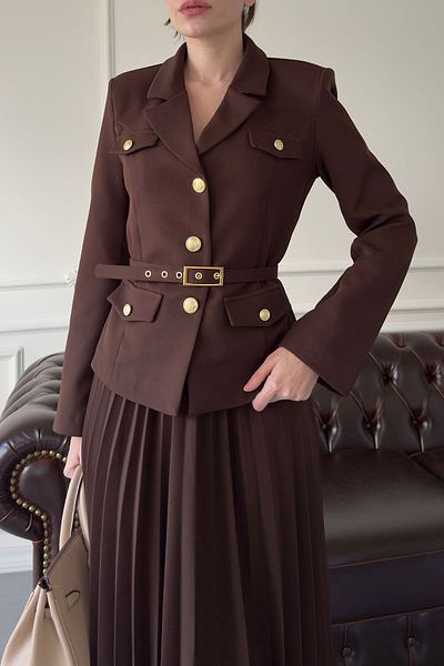 MAGARDE Brown Pleated Skirt Design Set