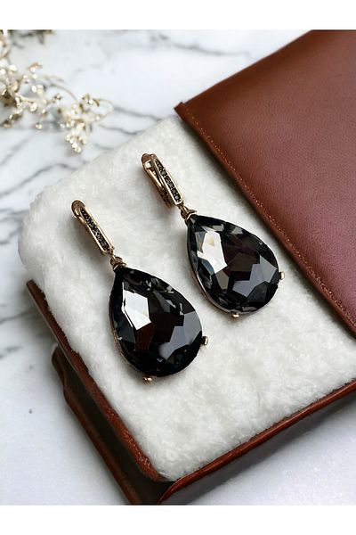 FAYRA ACCESSORIES Crystal Stone Large Water Drop Dangle Earrings