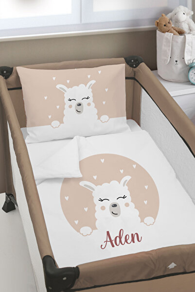 Homamia İsme Özel Baskılı 75x120 Park Yatak Beşik Nevresim Takımı ÇARŞAFSIZ