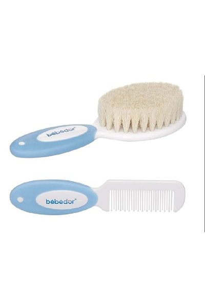 Bebedor Blue Natural Bristle Brush and Comb Set - Code:573
