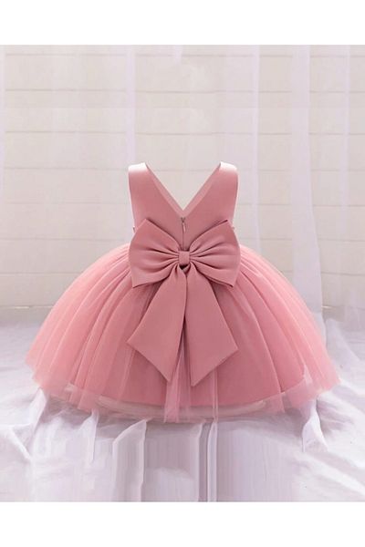 HSNLİFE Powder Baby Girl Wrap Mini Dress Birthday Dress