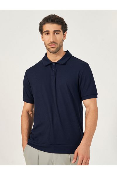 Styli Textured Waffle Knit Relaxed Fit Polo