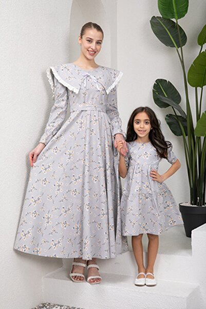 KÜÇÜĞÜM BUTİK Ανοιξιάτικο φόρεμα για κορίτσια σε γκρι στρώσεις