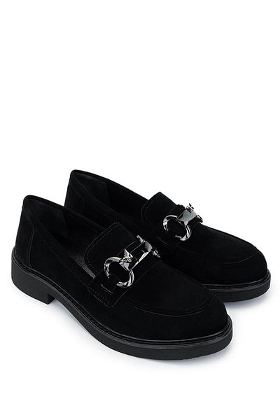 Tamer Tanca Women's Vegan Black Suede Loafer Shoes