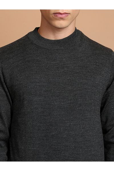 Highlander By Styli Solid High Neck Knit Sweater
