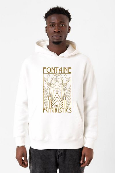 Tshirthane Φούτερ Bioshock Fontaine Futuristics White ανδρικό φούτερ με κουκούλα 3 κορδονιών