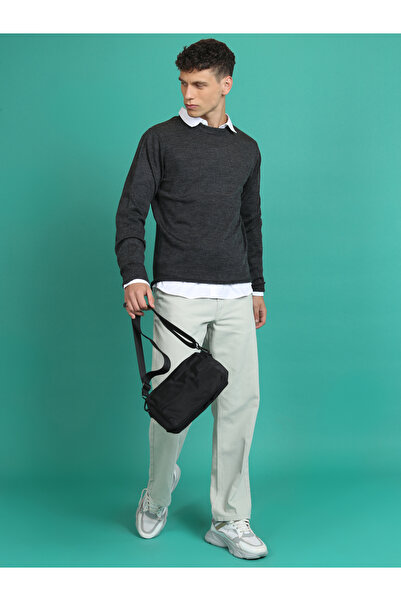 Highlander By Styli Solid Round Neck Knit Sweater