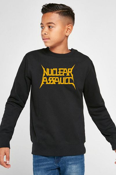 Tshirthane Детски суичър с надпис Nuclear Assault Lettern, черен, 2ip