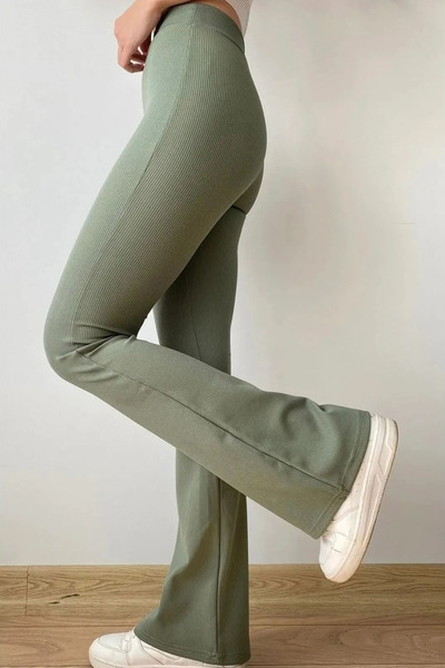 Swana Yüksek Bel Toparlayıcı Içi Polarlı Kışlık Fitilli Ispanyol Tayt Pantolon