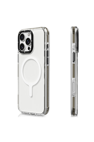 Youngkit 16 Pro Uyumlu Kılıf Magsafe Şarj Özellikli YoungKit Crystal Color Serisi Kapak Gri