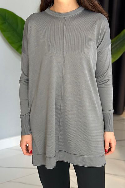 REMSA 2001 Model Gray Baisc Knitwear Tunic