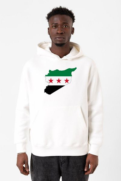 Tshirthane Syria New Flag White Men's 3Ip Hooded Sweatshirt