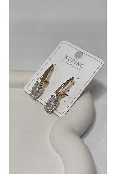 Bijutek Xuping VİP Rose Gold Zirkon Taşlı Halka Çelik Kadın Küpe