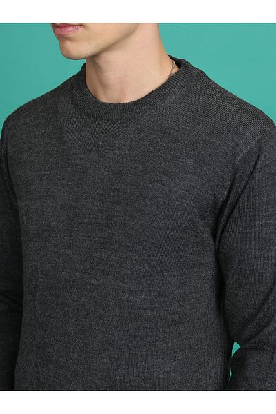 Highlander By Styli Solid Round Neck Knit Sweater