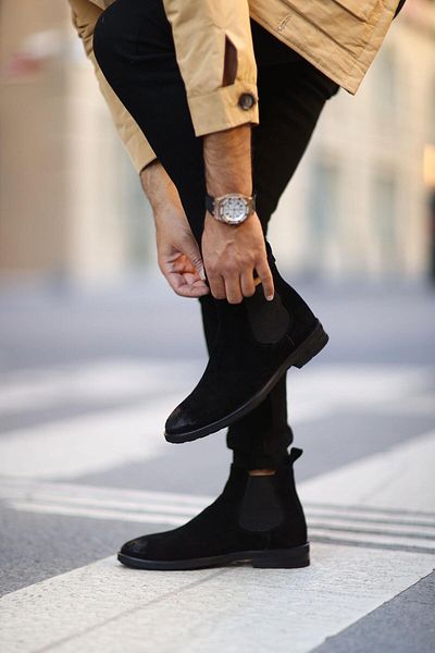 Serhat Özköroğlu Men's Chealsea Boots - Black Suede, Laceless