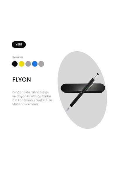 FLYON Engineer Pen with Spirit Level Ruler and Screwdriver 7 Functions in Special Box -666k