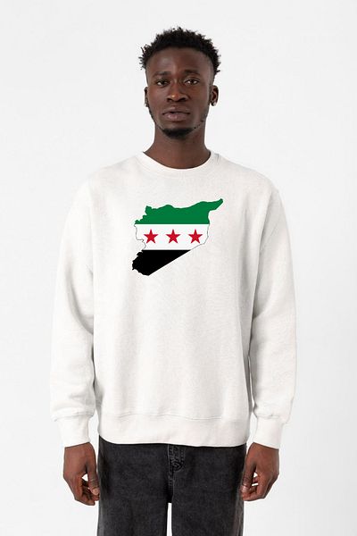 Tshirthane Syria New Flag бял мъжки суичър 2Ip