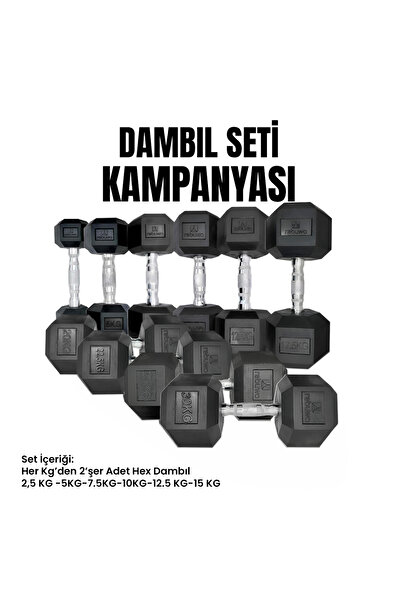 Rebuwo Hex Dambıl Set (2,5KG-15KG)