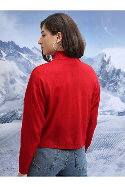 Tokyo Talkies By Styli Ribbed High Neck Sweater with Long Sleeves