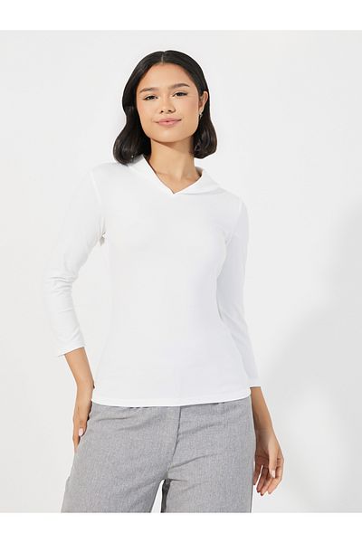 Styli Solid Fitted Collared Polo T-shirt