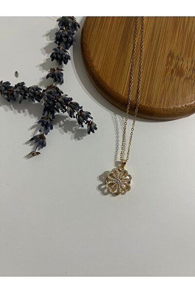 Ramilabutik Çelik yonca kolye stres çarklı çelik kolye