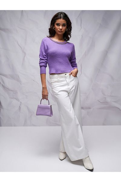 Tokyo Talkies By Styli Chain Detail Round Neck Sweater