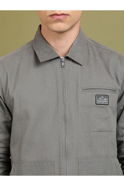 Highlander By Styli Spread Collar Denim Jacket with Slip Pocket