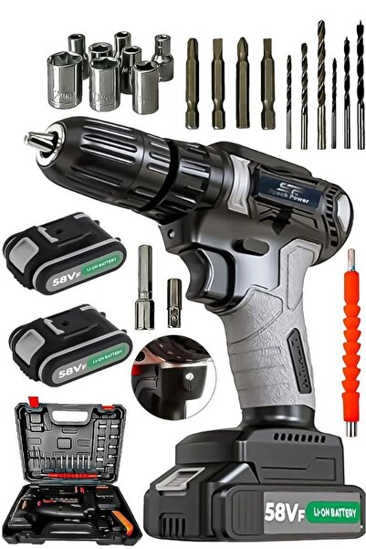 Spech Power USA 58 Vf 12 Ah Bakır Sargılı Motor Çelik Şanzuman 2 Akülü Matkap...