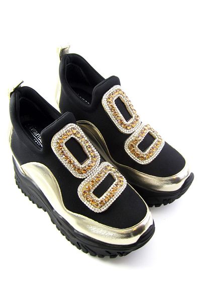 Erkan Saçmacı Pantofi casual Almendra Gold Stretch Stone cu umplutură ascunsă