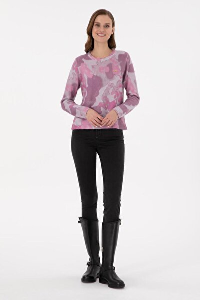 U.S. Polo Assn. Batik Desen Bisiklet Yaka Kazak