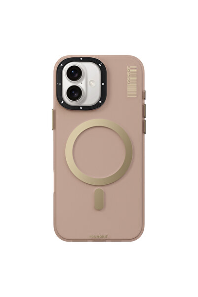 Youngkit iPhone 16 Kılıf Magsafe Şarj Özellikli Youngkit Hidden Sand Serisi Kapak Gold