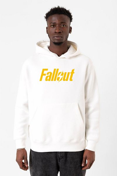 Tshirthane Ανδρικό φούτερ με κουκούλα Fallout Lettern White 3ip