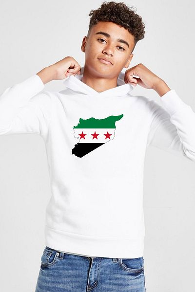 Tshirthane Hanorac cu glugă cu 3 ips pentru copii, alb, New Flag of Syria